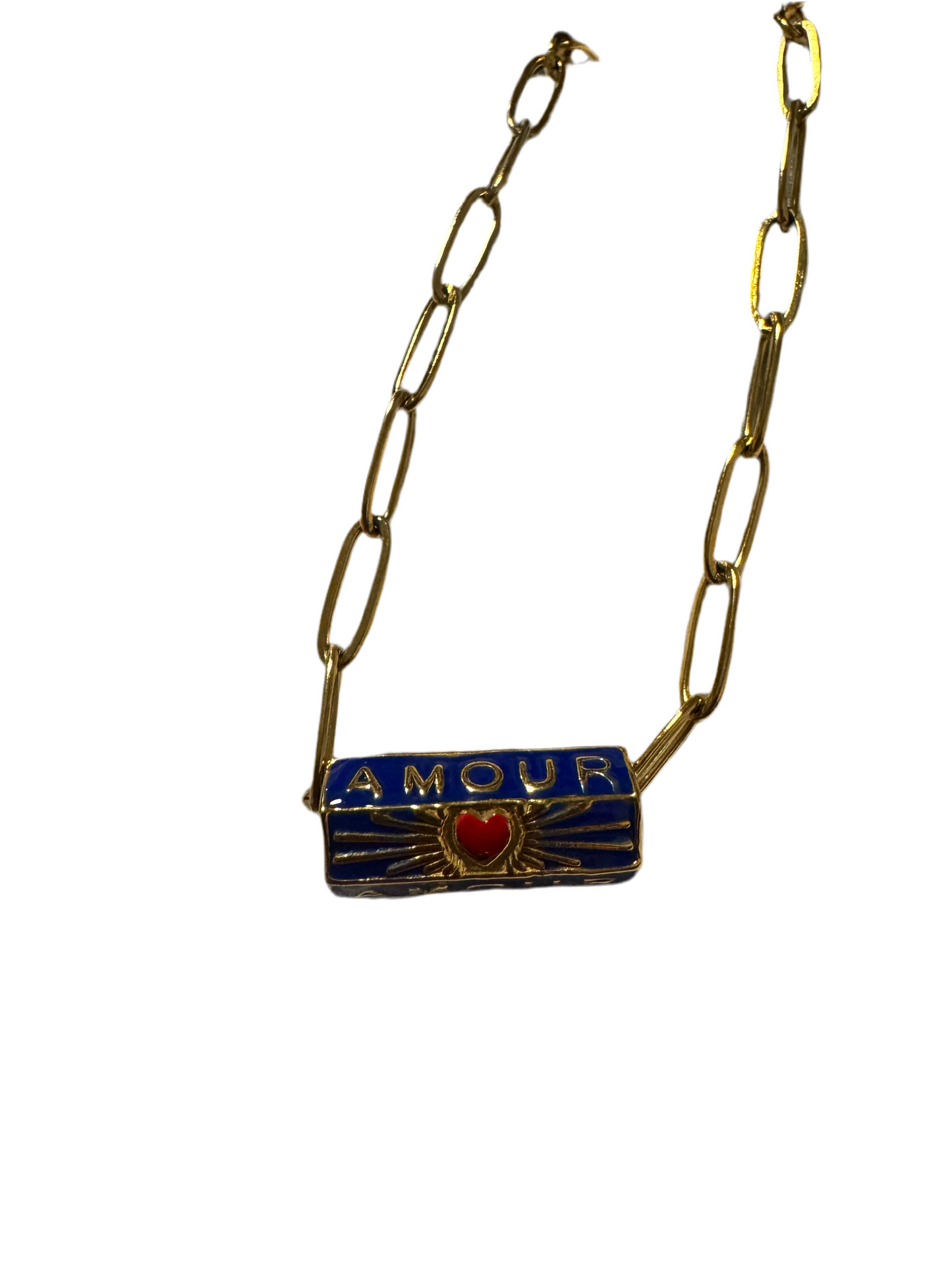 Colourful Evil Eye Enamel Charm Paperclip Chain Necklaces