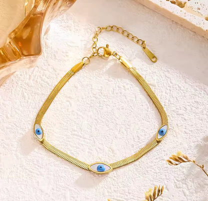 Enamel Evil Eyes with Herringbone design bracelets - 2 designs