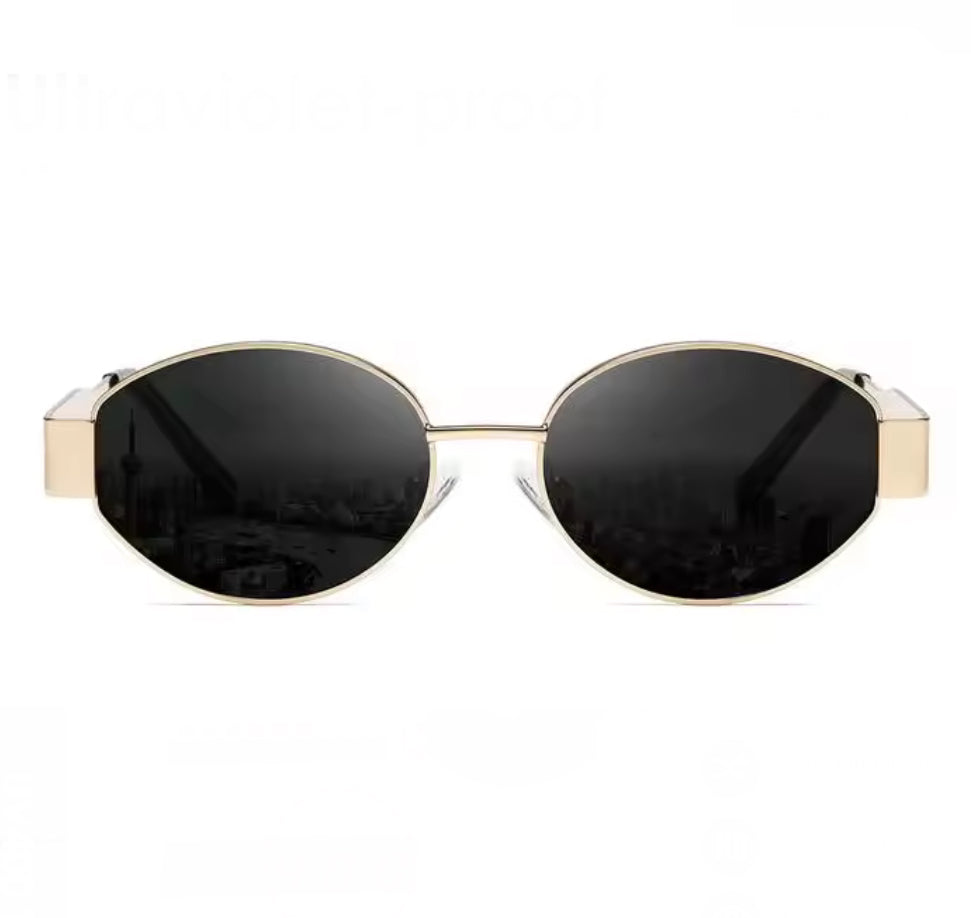 Chic Metal Oval Sunglasses – UV400 Sun Protection
