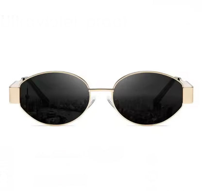 Chic Metal Oval Sunglasses – UV400 Sun Protection