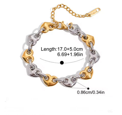 Vintage Puff Heart Chunky Chain Bracelet