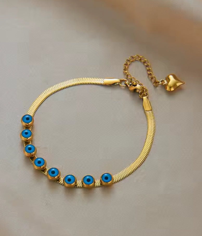 Enamel Evil Eyes with Herringbone design bracelets - 2 designs