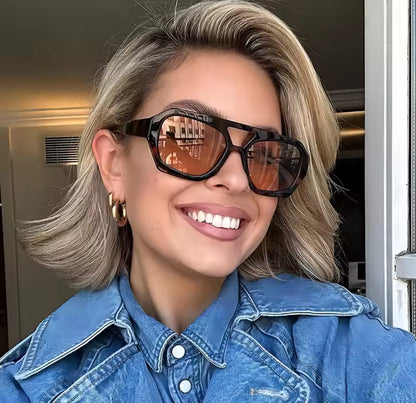 Retro Oversized Double Bridge Sunglasses – UV400 Sun Protection