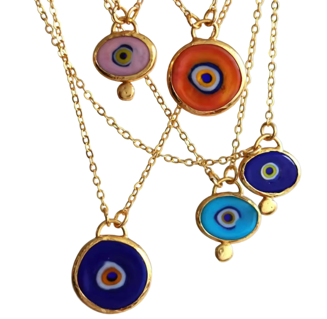 Colourful Evil Eye Enamel Pendant Necklaces
