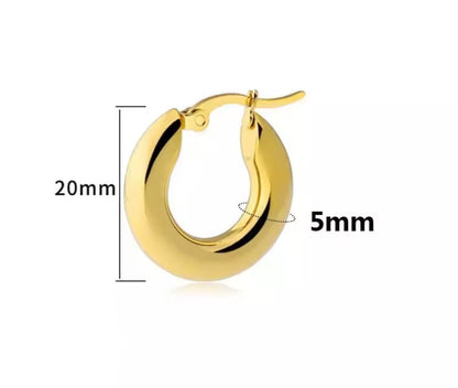 Solid Gold Chunky Hoop Earrings | Thick Polished Everyday Hoops