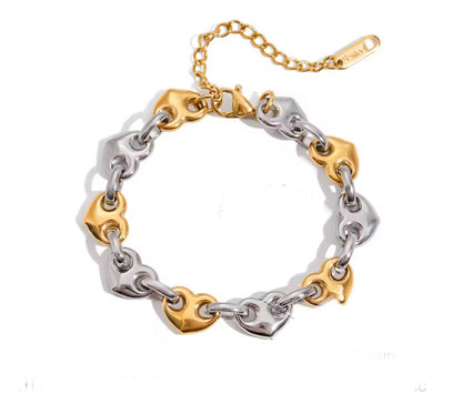 Vintage Puff Heart Chunky Chain Bracelet