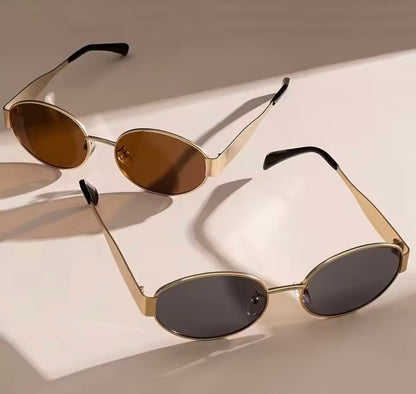 Chic Metal Oval Sunglasses – UV400 Sun Protection - Style-NV