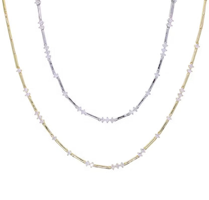 Tennis Necklace, Silver & Gold CZ Chain, 41cm, Everyday to Dressed Up