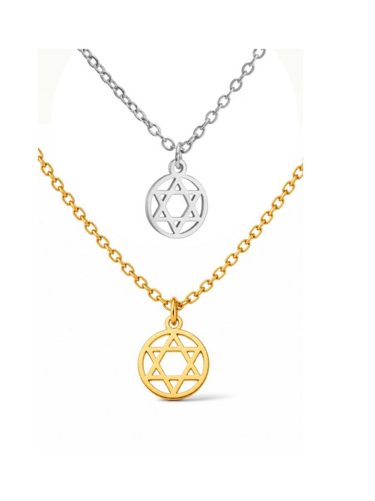 Dainty Magen David Necklace, Star of David Pendant in Gold & Silver