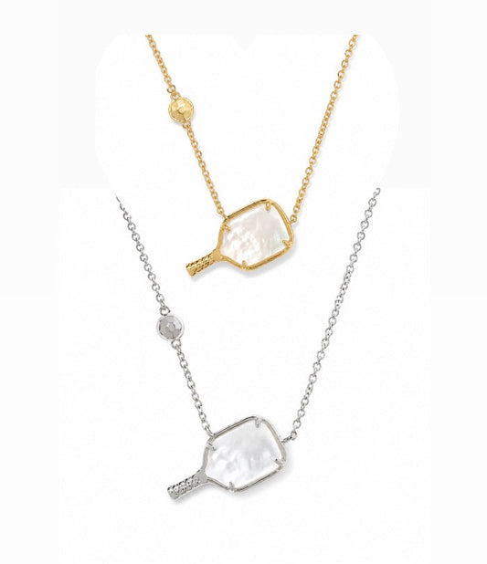 Pickleball Pendant Necklace – Gold, Silver & Mother of Pearl | Style-NV