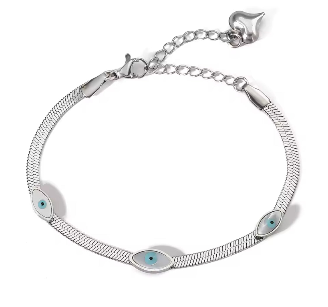 Enamel Evil Eyes with Herringbone design bracelets - 2 designs