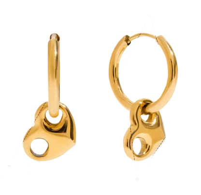 Puffy Heart Hoop Earrings