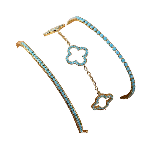 Clover & Turquoise Stack Bracelets