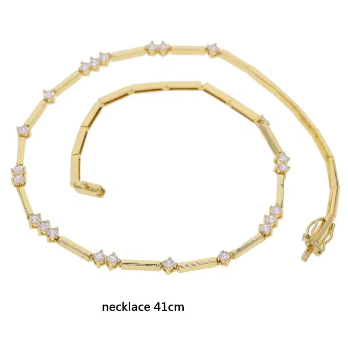Tennis Necklace, Silver & Gold CZ Chain, 41cm, Everyday to Dressed Up