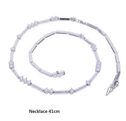 Tennis Necklace, Silver & Gold CZ Chain, 41cm, Everyday to Dressed Up