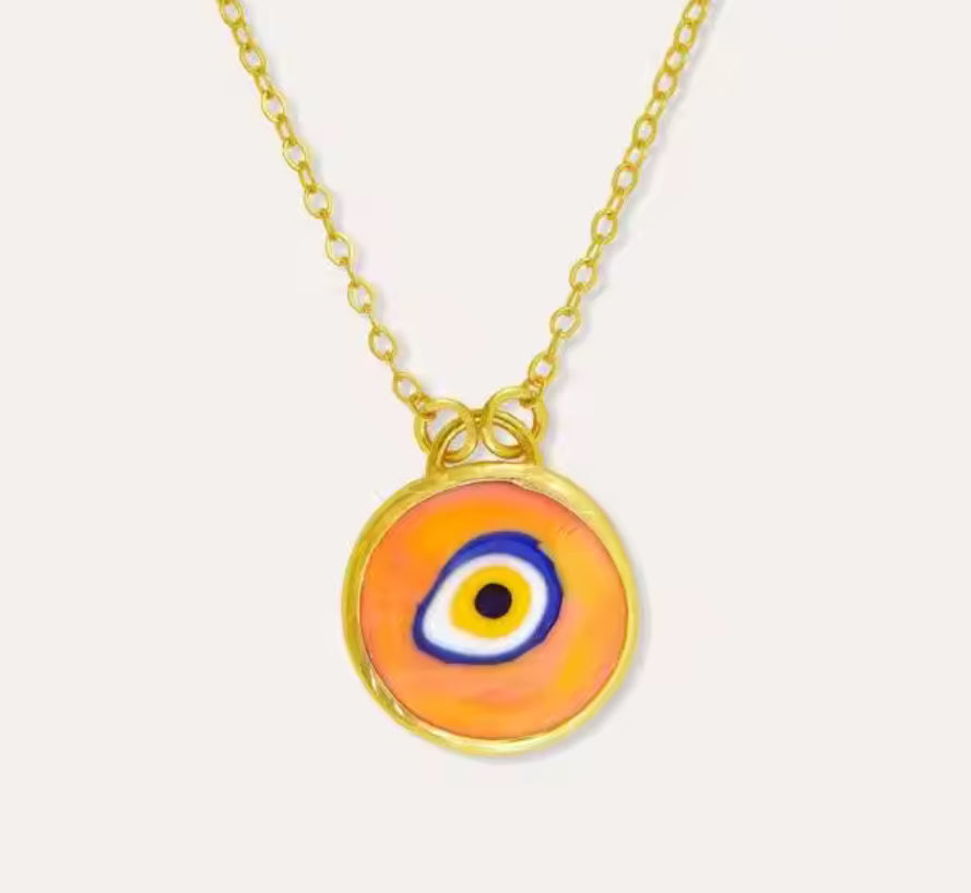 Colourful Evil Eye Enamel Pendant Necklaces