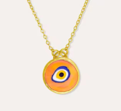 Colourful Evil Eye Enamel Pendant Necklaces