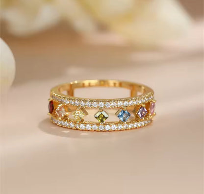 Vintage-Inspired Rainbow Gemstone Ring