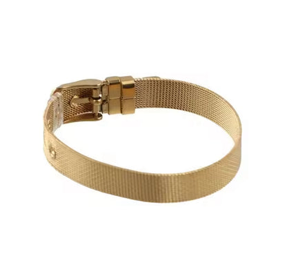 Gold Plated Mesh Buckle Bangle Bracelet
