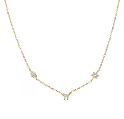 Star of David - Magen David, Hamsa & Chai Diamante Charm Necklace - Judaica Jewellery