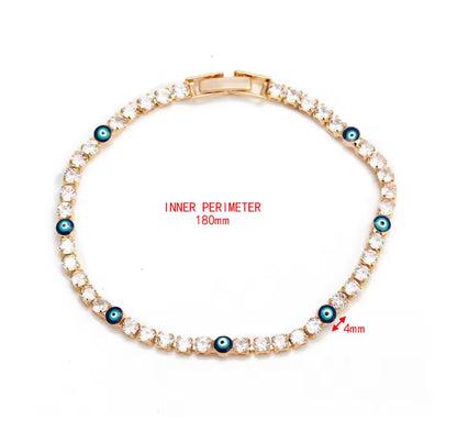 Gold Plated tennis bracelet  with Evil Eye Diamante