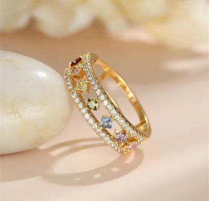 Vintage-Inspired Rainbow Gemstone Ring