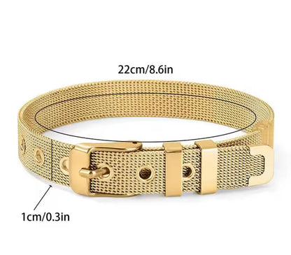 Gold Plated Mesh Buckle Bangle Bracelet