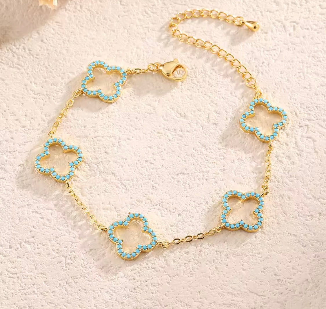 Clover & Turquoise Stack Bracelets