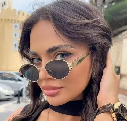 Chic Metal Oval Sunglasses – UV400 Sun Protection - Style-NV