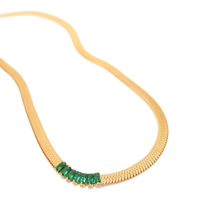 Emerald Herringbone Necklace