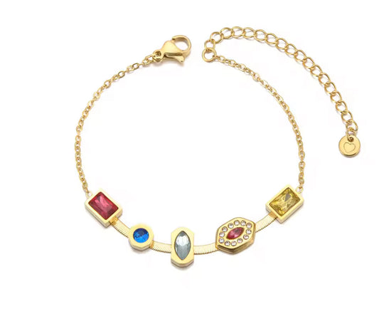 Colorful geometric zircon shaped with Herringbone design bracelet