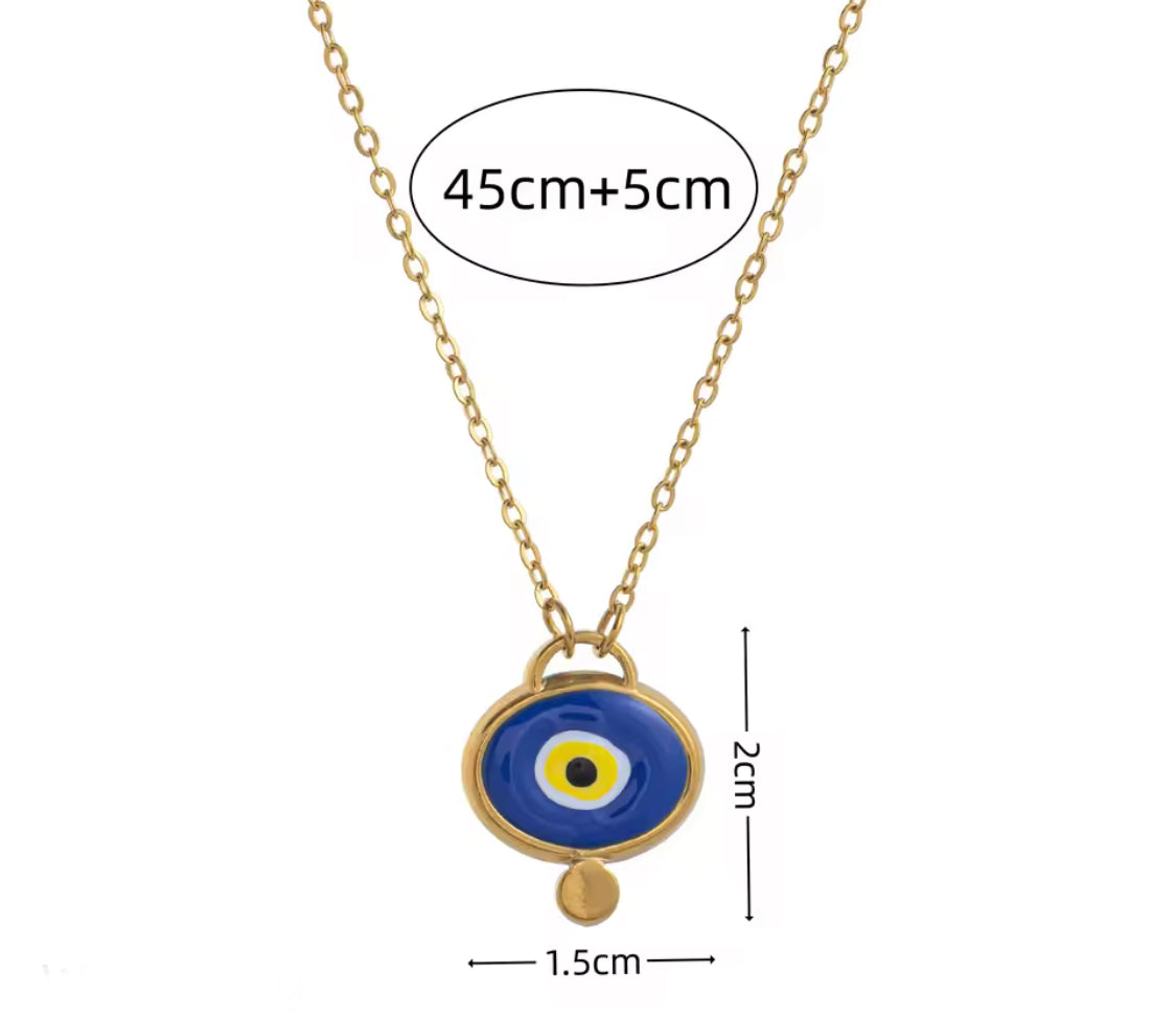 Colourful Evil Eye Enamel Pendant Necklaces