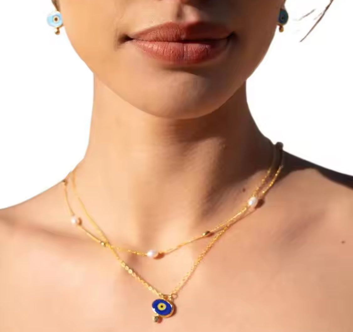 Colourful Evil Eye Enamel Pendant Necklaces