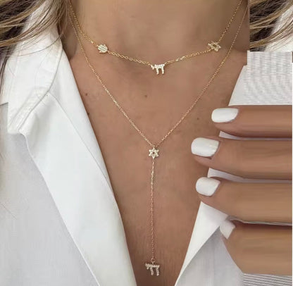 Star of David Magen David, Hamsa & Chai Charm Necklace - Judaica Jewellery- Best Seller