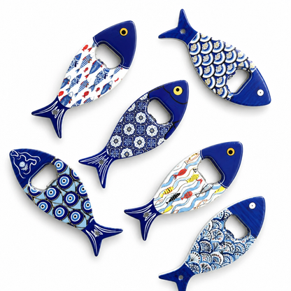 Evil Eye Magnetic Bottle Opener Fridge Magnet – Blue Fish Design