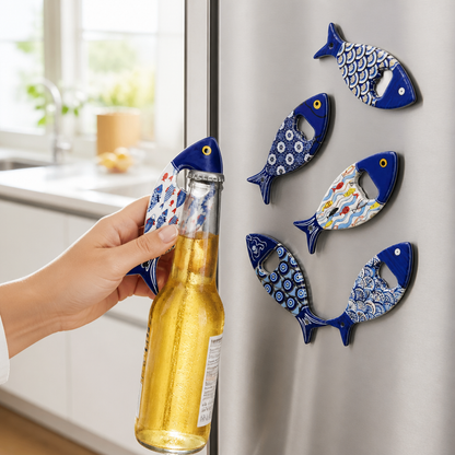 Evil Eye Magnetic Bottle Opener Fridge Magnet – Blue Fish Design