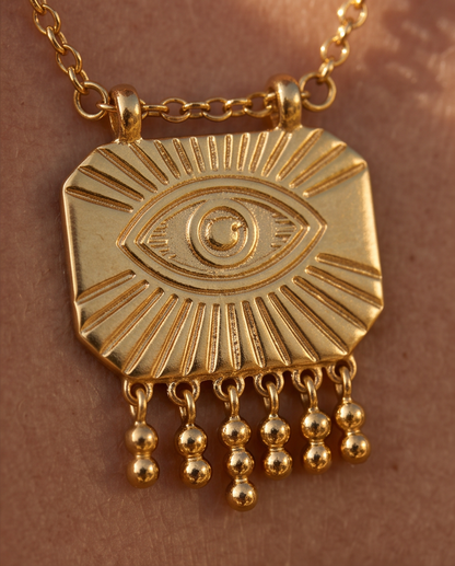 Evil Eye Beaded Pendant Necklace | 18K Gold Plated | Style-NV