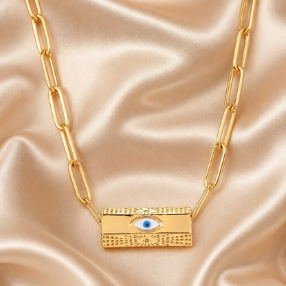 Enamel Evil Eye Beaded Paperclip Necklaces – Gold Plated Protection & Style