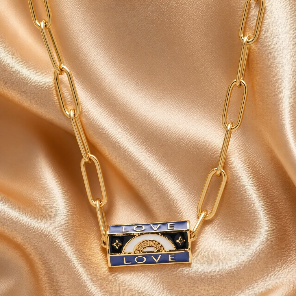 Enamel Evil Eye Beaded Paperclip Necklaces – Gold Plated Protection & Style