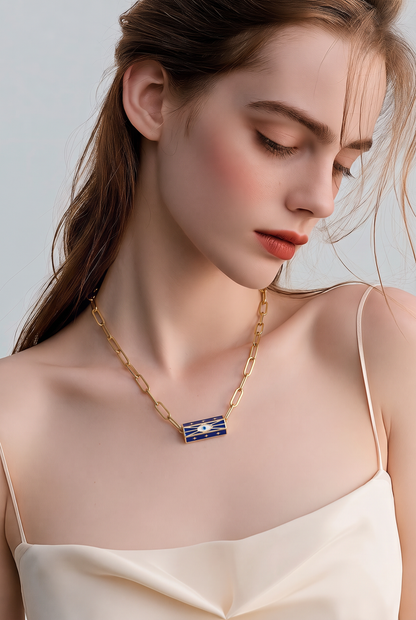Enamel Evil Eye Beaded Paperclip Necklaces – Gold Plated Protection & Style