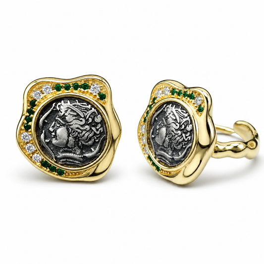 Lux Greek Coin Goddess Portrait Adjustable Ring