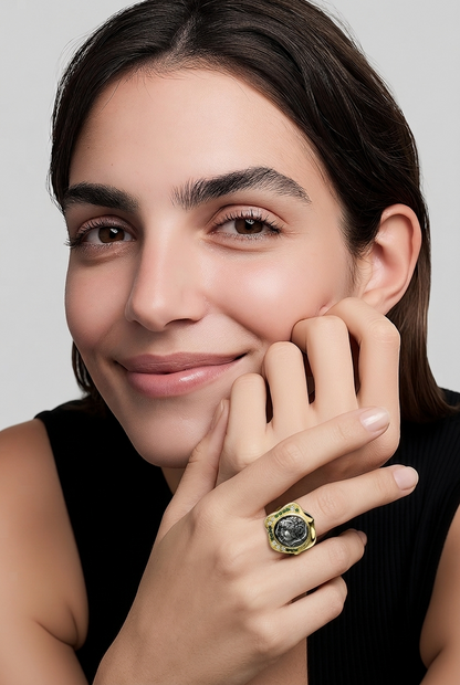 Lux Greek Coin Goddess Portrait Adjustable Ring