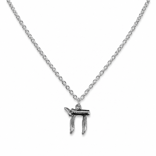 Men’s Chai Pendant Necklace | Modern Silver Judaica Jewellery | Style-NV