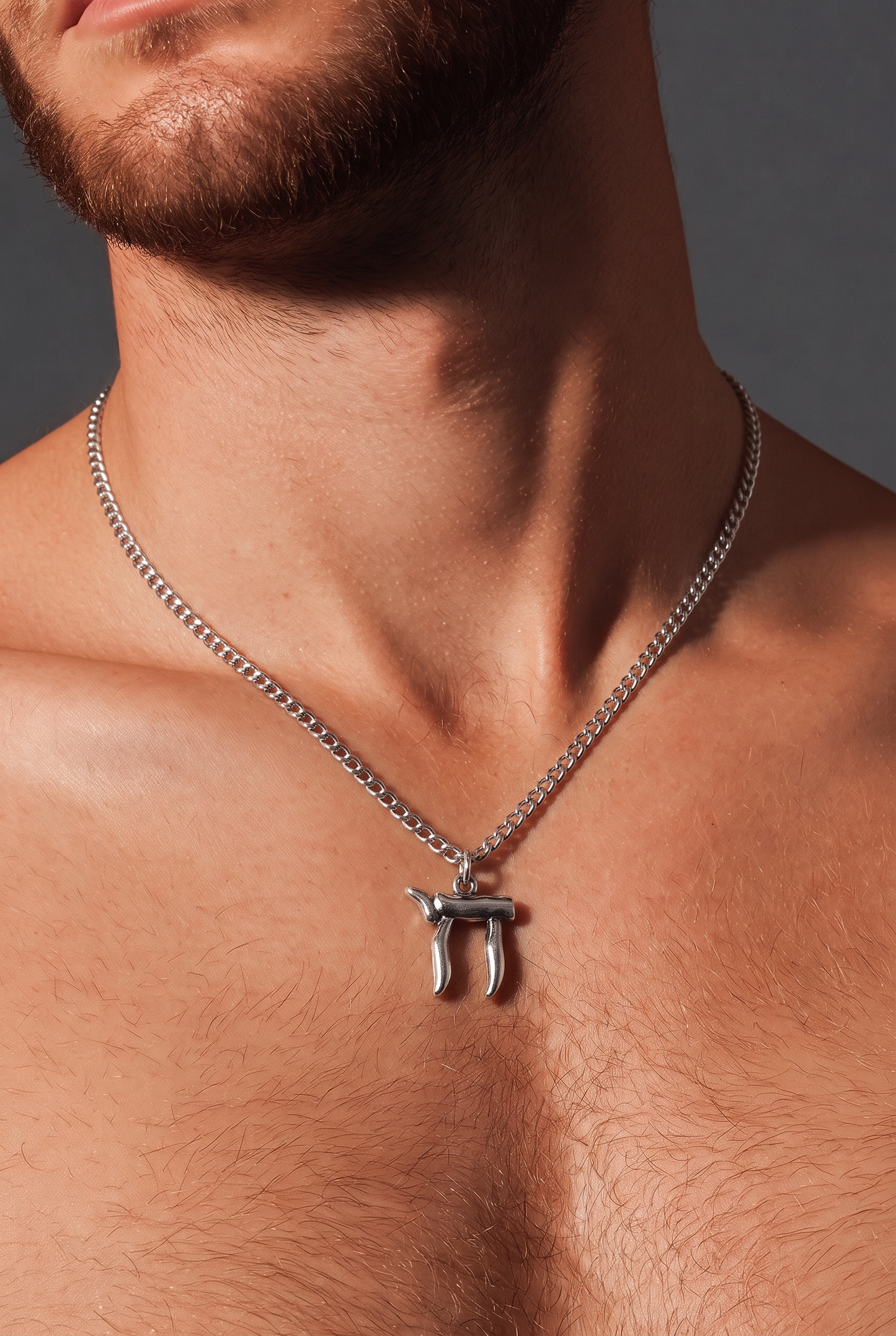 Men’s Chai Pendant Necklace | Modern Silver Judaica Jewellery | Style-NV