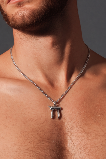 Men’s Chai Pendant Necklace | Modern Silver Judaica Jewellery | Style-NV