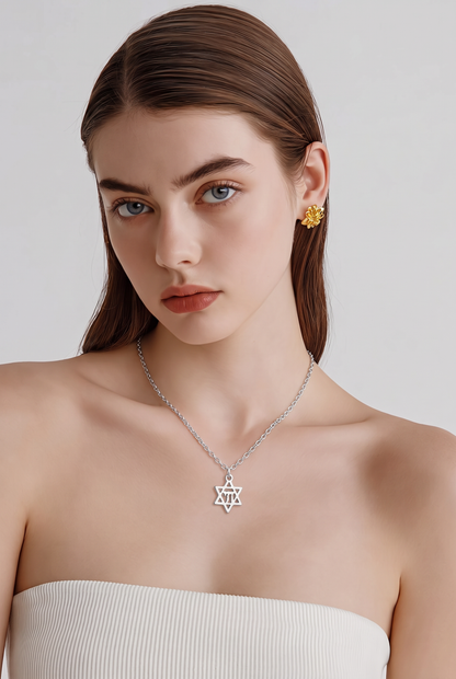Magen David Chai Pendant Necklace | Gold Plated Stainless Steel