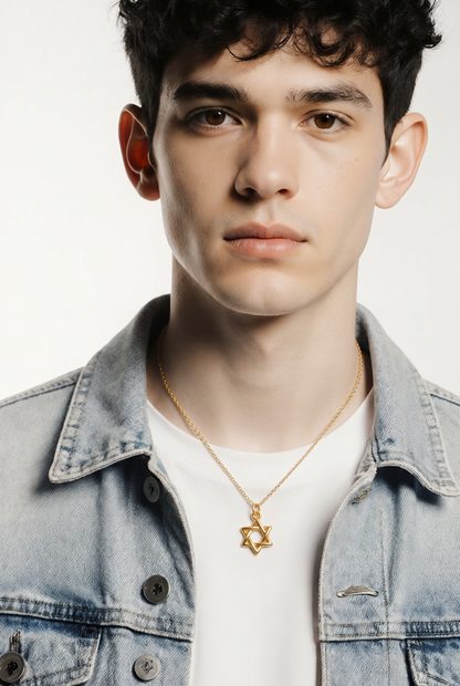 Magen David Silver & Gold Pendant Necklace - Star of David Judaica Jewellery Australia