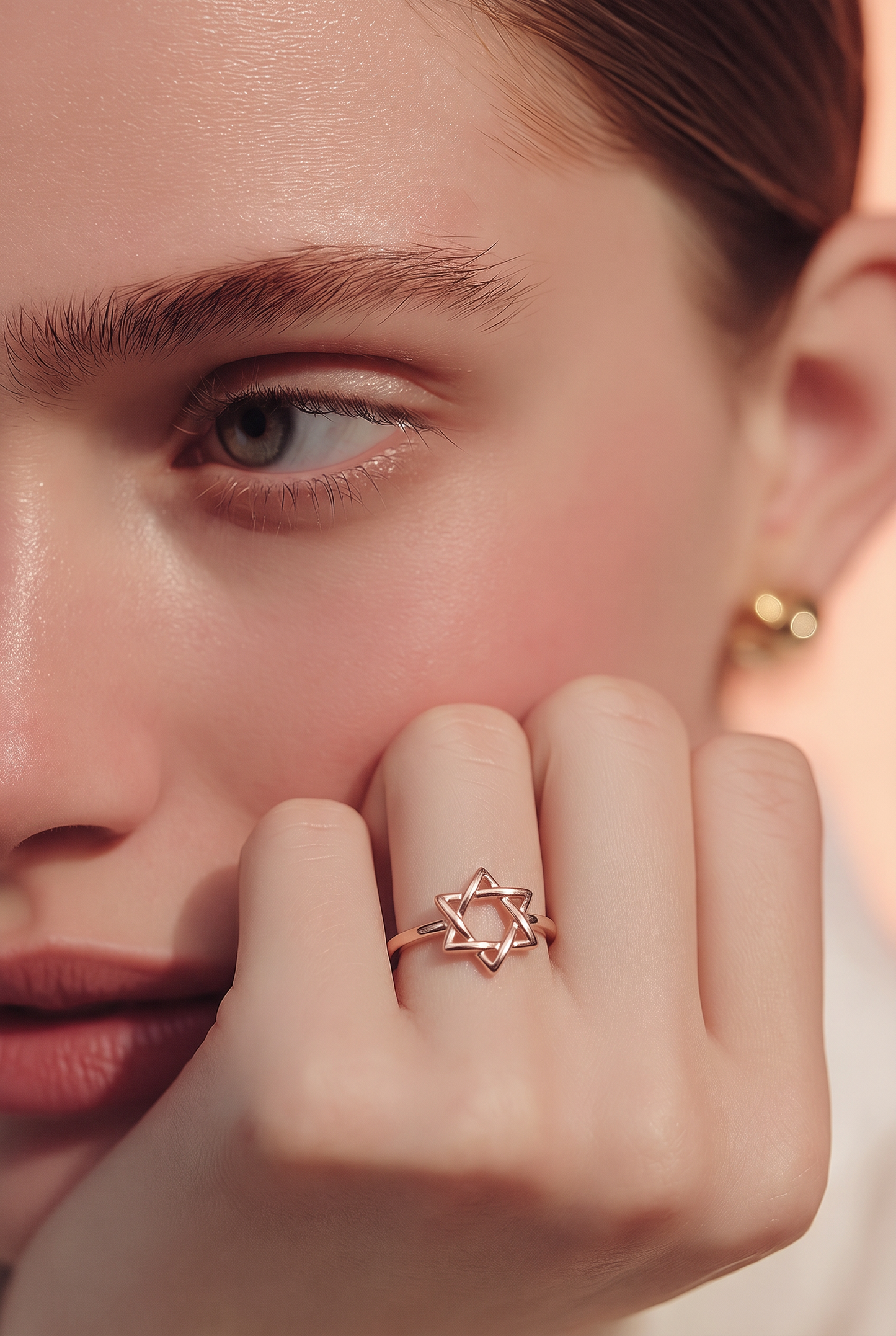 18K Gold-Plated Magen David Adjusting Design Ring