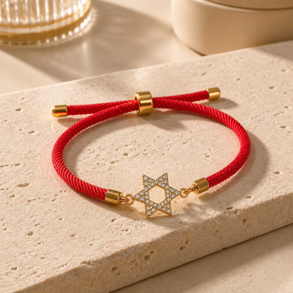 Red String Magen David Bracelet with Diamantes | Adjustable