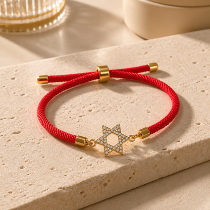 Red String Magen David Bracelet with Diamantes | Adjustable
